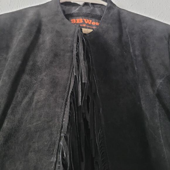 3B West by Tan Smith Boho Suede Fringe Leather southwest rodeo Jacket - Picture 4 of 11